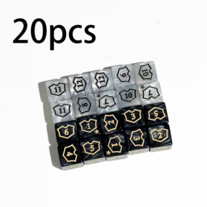 Set of 20 x Black And White Shield Tokens Dice